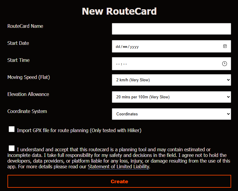 RouteCard.org New Timing Calculation